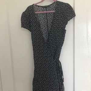 Brandy Melville Floral Navy Wrap Dress